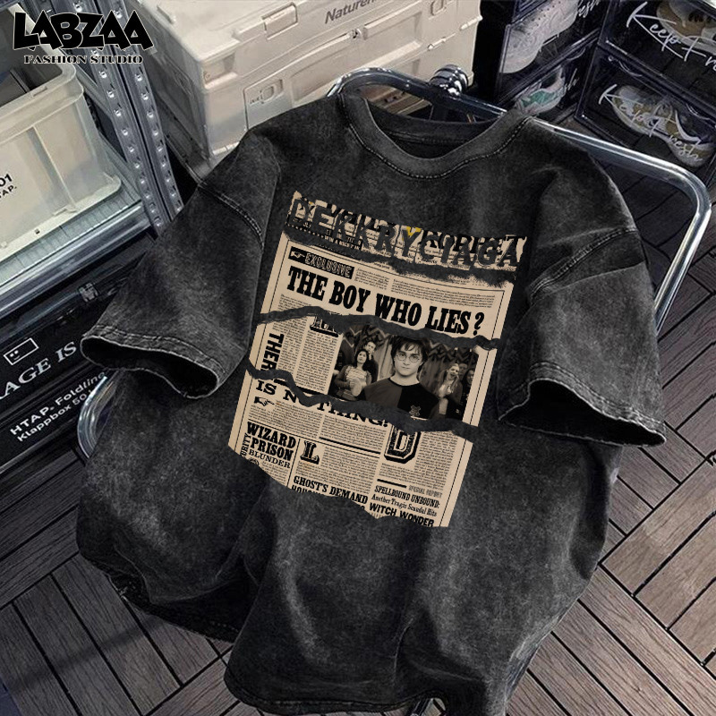 【จัดส่งจากกรุงเทพฯ】LABZAA ลำลองแมทช์ลุคง่าย⚡เสื้อยืดทรงหลวม ลายพิมพ์สติทช์ โอเวอร์ไซส์ ผ้าหนายับยากรีดง่าย ผ้าฝ้าย 100% YG4902