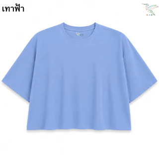 HMB® เสื้อยืด ไซส์ใหญ่ 6XL เสื้อครอป คอกลม แขนสั้น สาวอวบ ผ้าคอตตอนผสม เนื้อผ้านิ่ม ใส่สบาย 6000-สีพื้น#