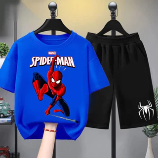 [HOT] ชุดเด็ก 2026 Spider-Man เสื้อยืดการ์ตูน ✨ พิมพ์ลายสไปเดอร์แมน ผ้าฝ้ายสำหรับเด็ก ขนาด 100-150 ซม. เสื้อยืดฤดูร้