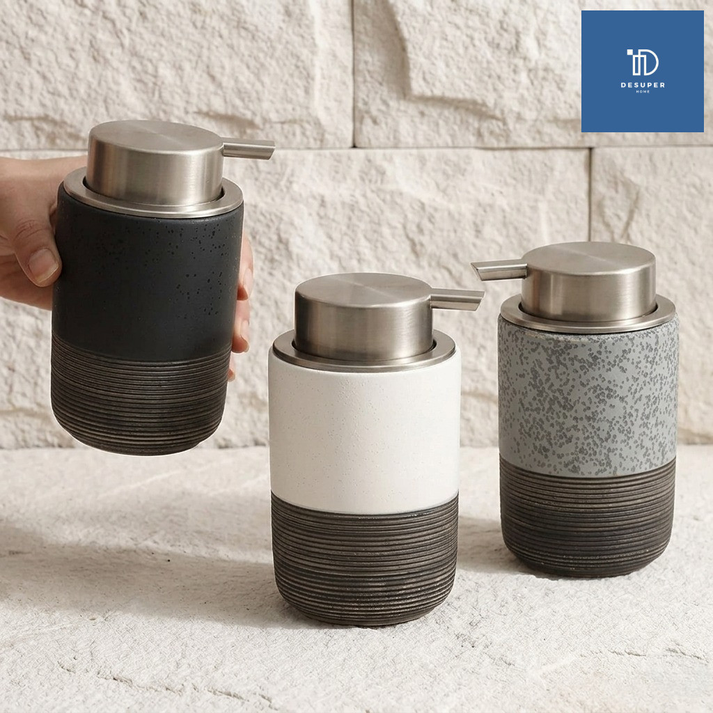 ขวดปั้มทำโฟมสบู่เซรามิค Foaming Soap Dispensers Bottles สไตล์นอดิค