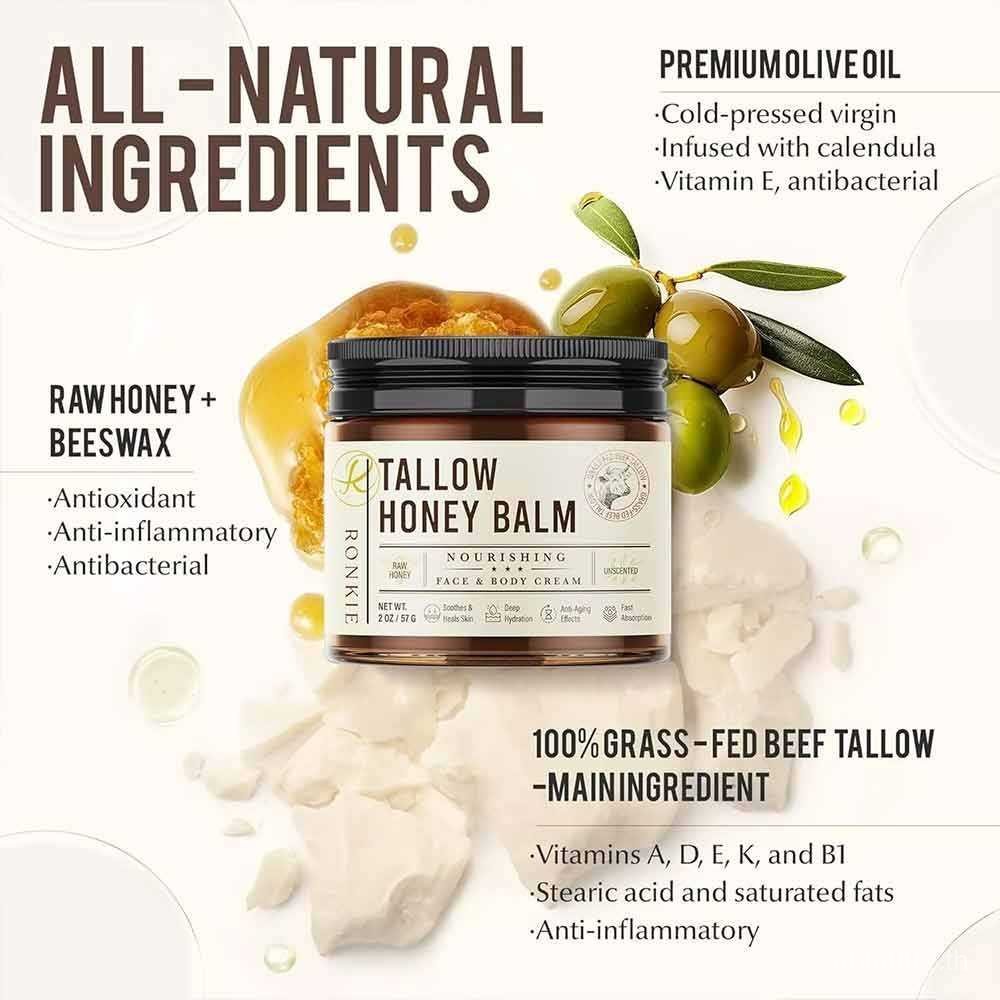 [Sanfull Mall] Woodsleep Beef Tallow for Skin Care Grass-Fed Beef Tallow and Raw Honey Balm 87RS