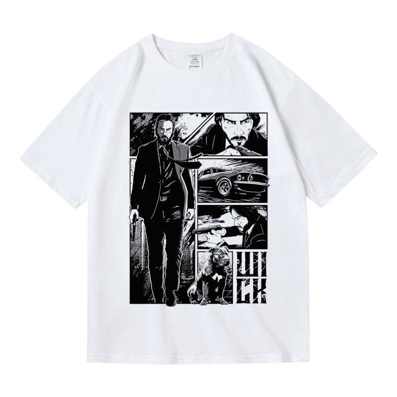 ภาพยนตร์ John Wick สินค้า John Wick เสื้อยืดแขนสั้นผ้าฝ้ายพิมพ์ลาย ยูนิเซ็กซ์ ฤดูร้อน
