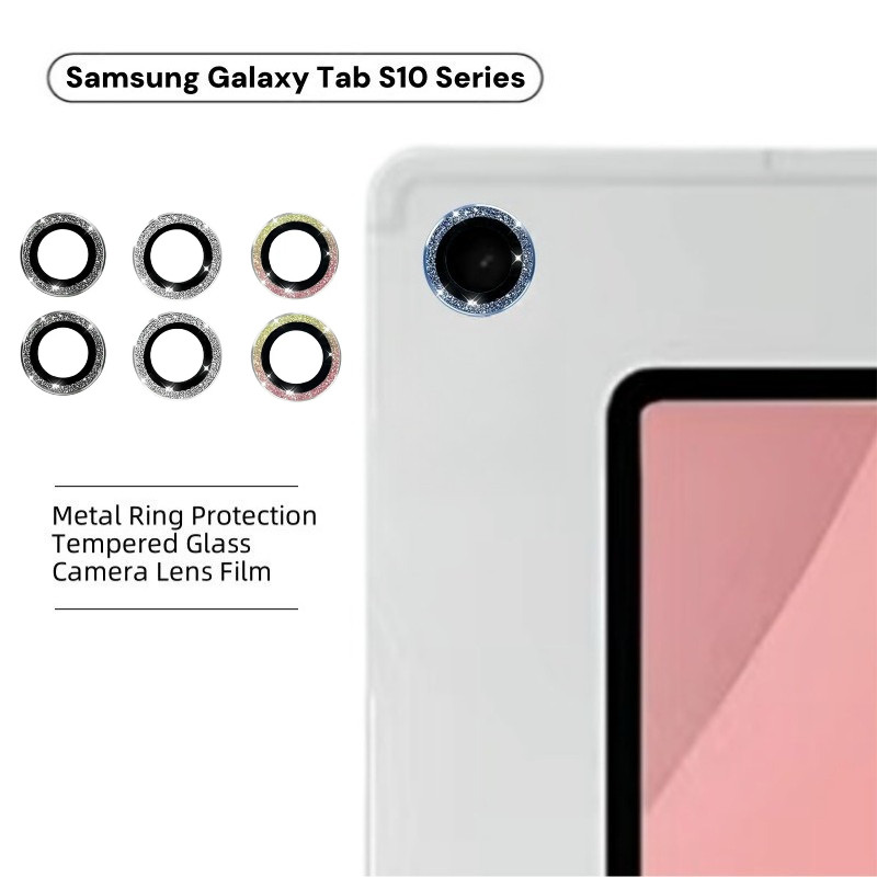 SAMSUNG สําหรับSamsung Galaxy Tab S11 S10 S9 Lite FE Glitterกล้องเลนส์กระจกนิรภัยสําหรับGalaxy Tab S11 S10FE + S10FE S10Lite S9FEคลุมทั้งหมดโลหะกล้องเลนส์Protectorแหวนหมวก