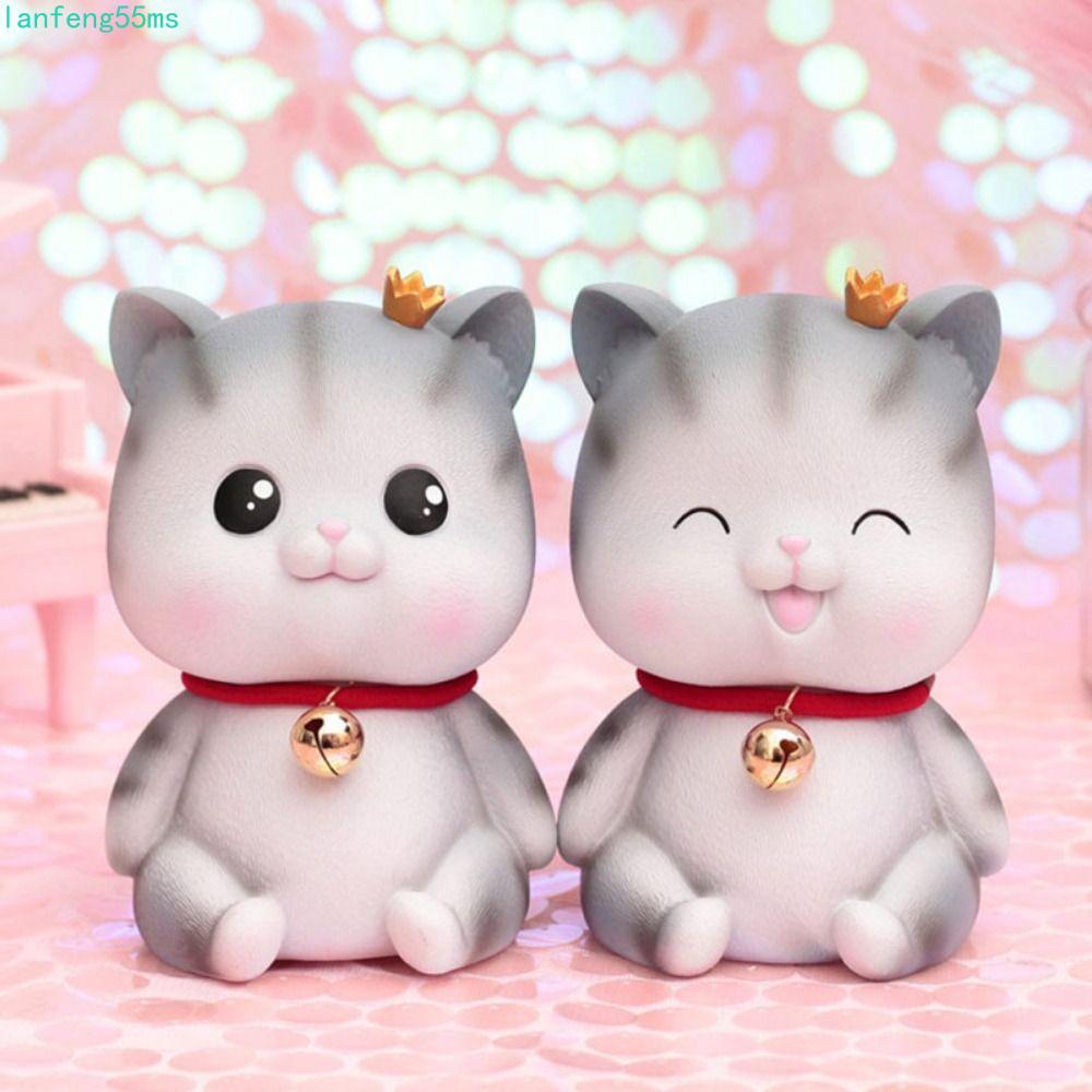 แลนเฟิง กระปุกออมสินแมว การ์ตูนน่ารัก กันตก สําหรับตั้งโต๊ะ เครื่องประดับและกล่องเก็บของเปลี่ยน