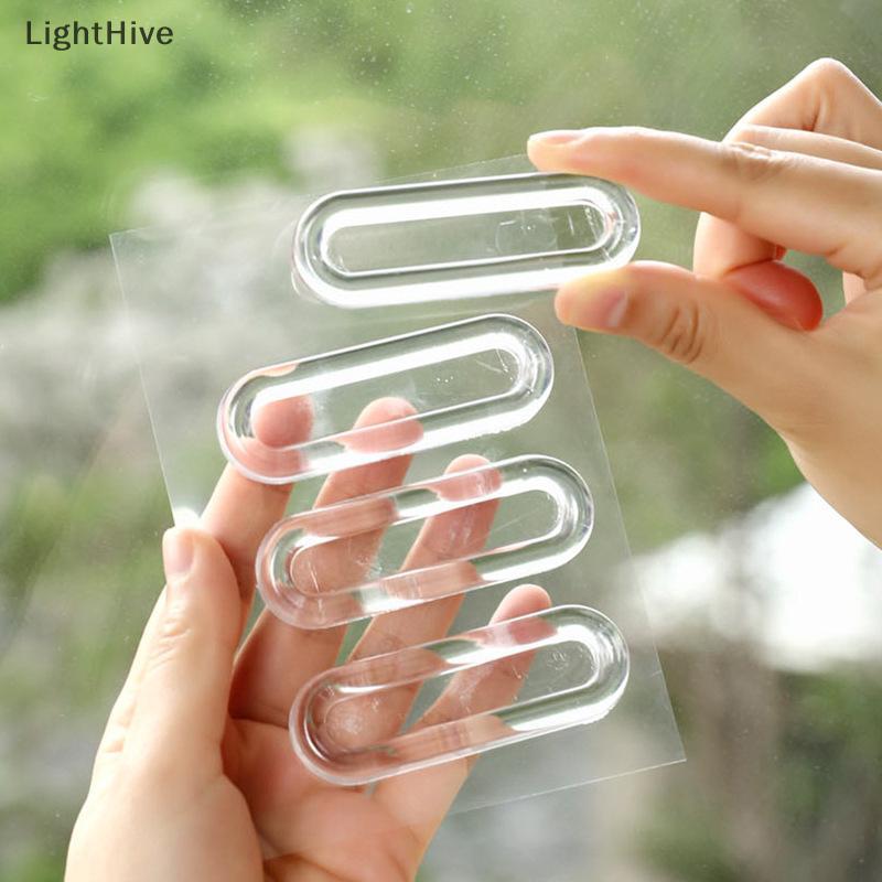 [LightHive] 4PCSพลาสติกใสนุ่มPUมือจับประตูSelf-Adhesiveมือจับประตูบานเลื่อนตู้ครัวกระจกประตูบานเลื่อนลิ้นชักจับ (TH)