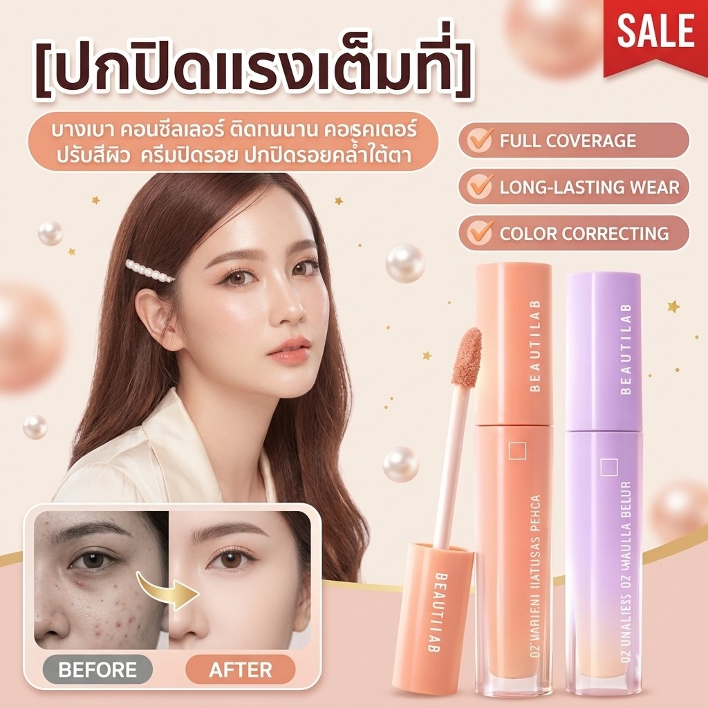 [ปกปิดแรงเต็มที่] บางเบา คอนซีลเลอร์ ติดทนนาน คอเรคเตอร์ ปรับสีผิว ครีมปิดรอย ปิดรอยสิวค  ปกปิดรอยคล้ำใต้ตา อนซีลเลอร์