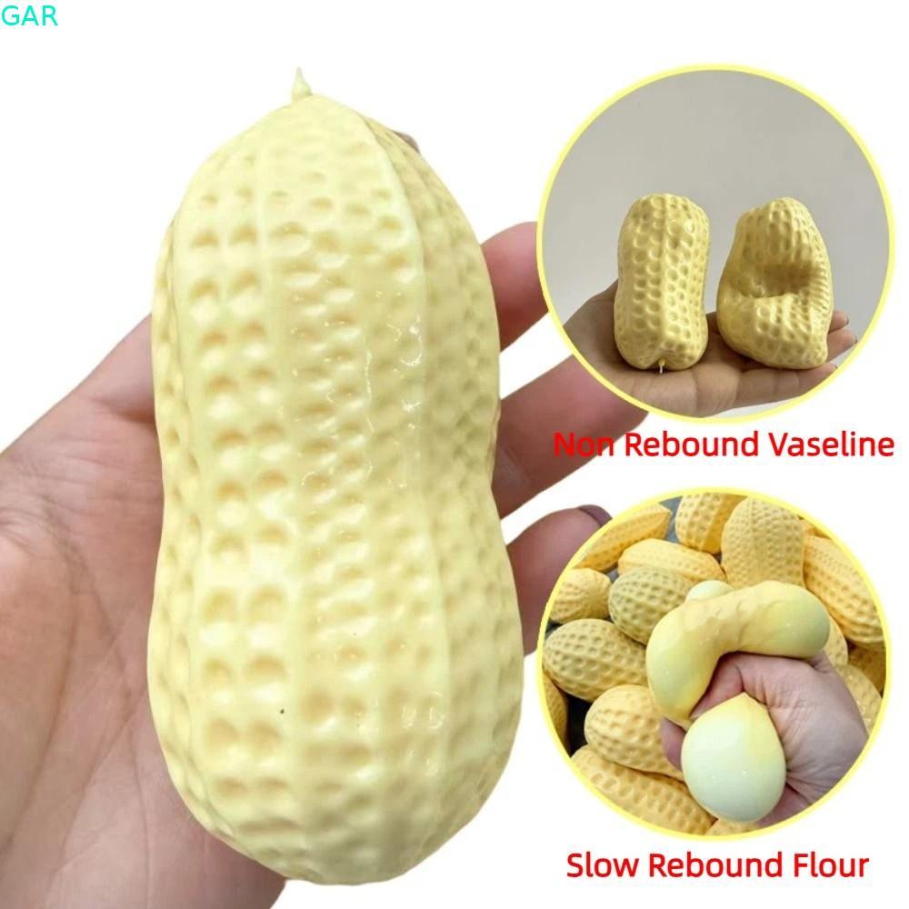 GAR Peanut Stress Ball,ความวิตกกังวลบรรเทาCreative Peanut Squeezeของเล่น,แบบพกพาสบายยืดหยุ่นสีเหลืองNon Rebound Fidgetของเล่นตกแต่งบ้าน