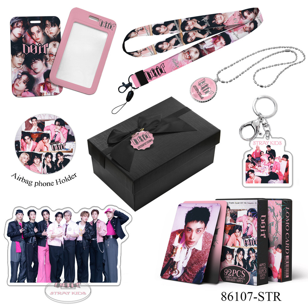 Kpop STRAYKIDS DOIT พวงกุญแจ, Standee,ชุดกล่องของขวัญสร้อยคอ