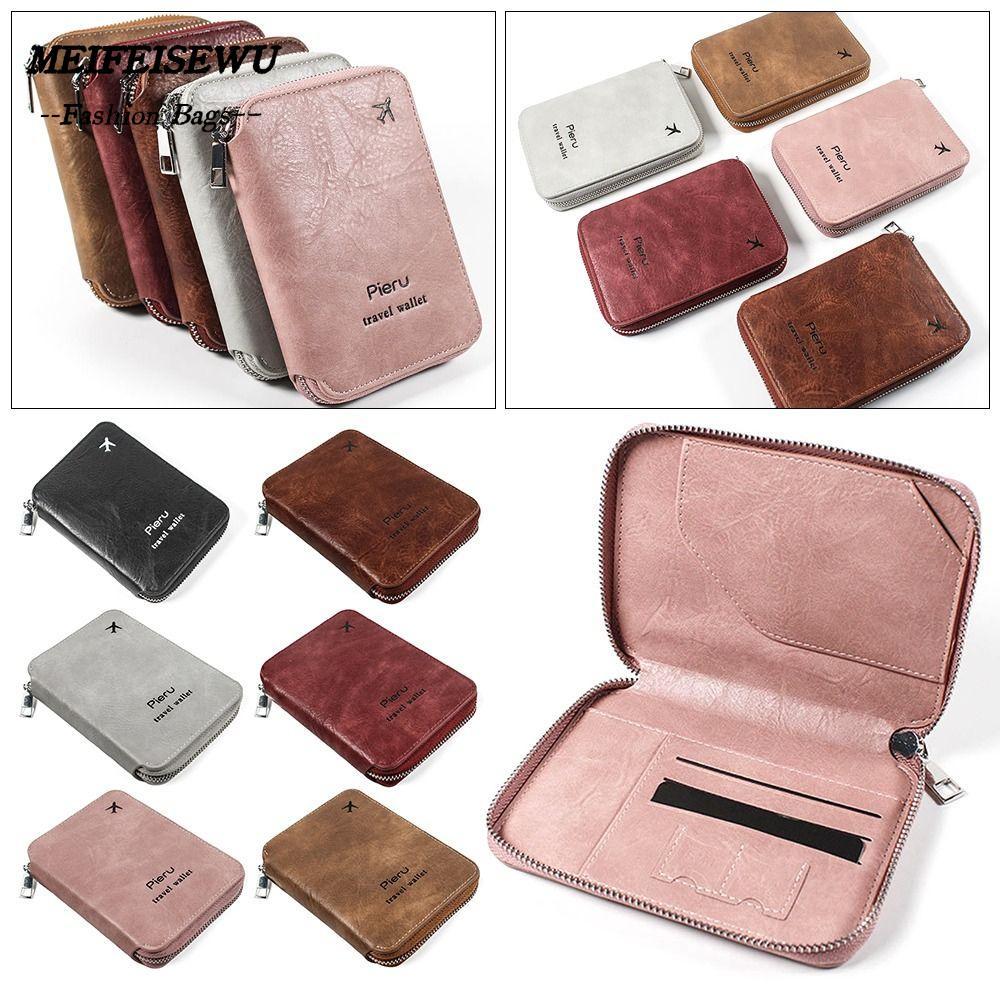 MEIFEISEWU RFID Passport Holder, Multifunctional Leather Passport ID Bag, Passport Holder Rfid Anti-