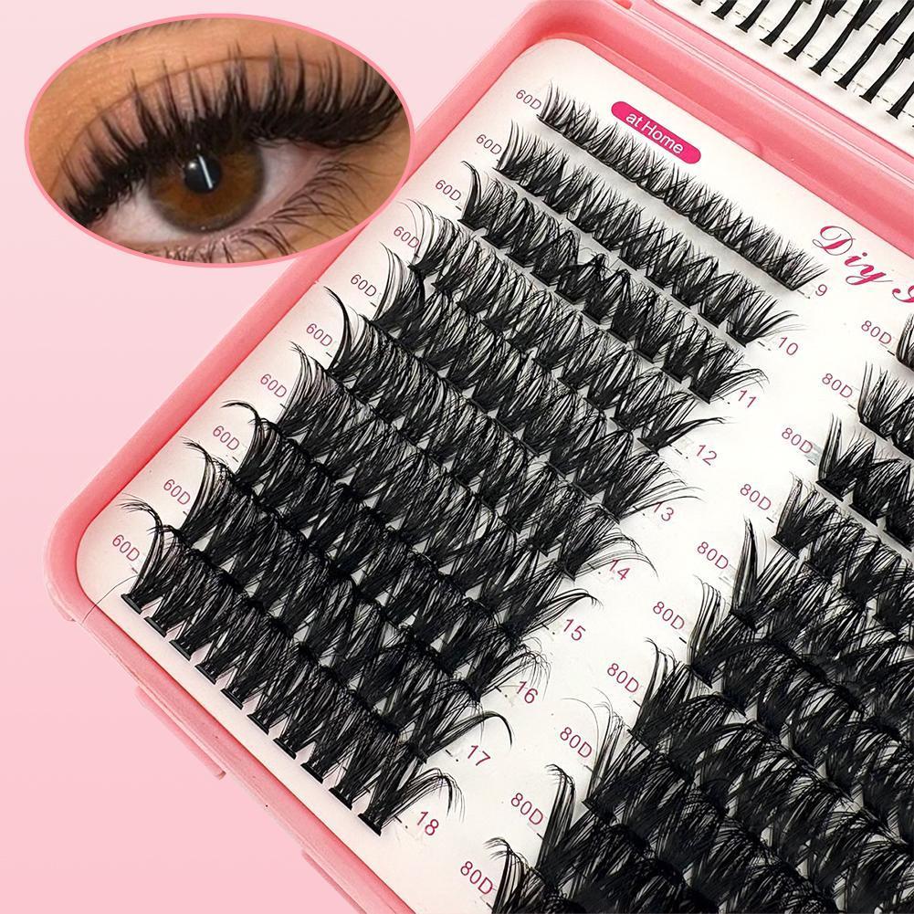 Lash Clusters Cat Lashes พร้อม Lash Bond Seal Wispy Fluffy Cluster Eyelash Extensions ขนตา R0j5