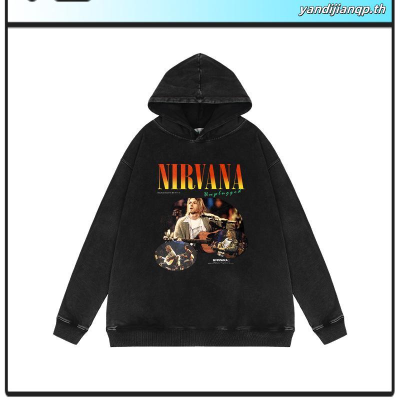 (6.6) เสื้อสเวตเตอร์ คอกลม H&M Nirvana in Utero เสื้อสเวตเตอร์สีม่วง HnM ผู้ชายผู้หญิง
