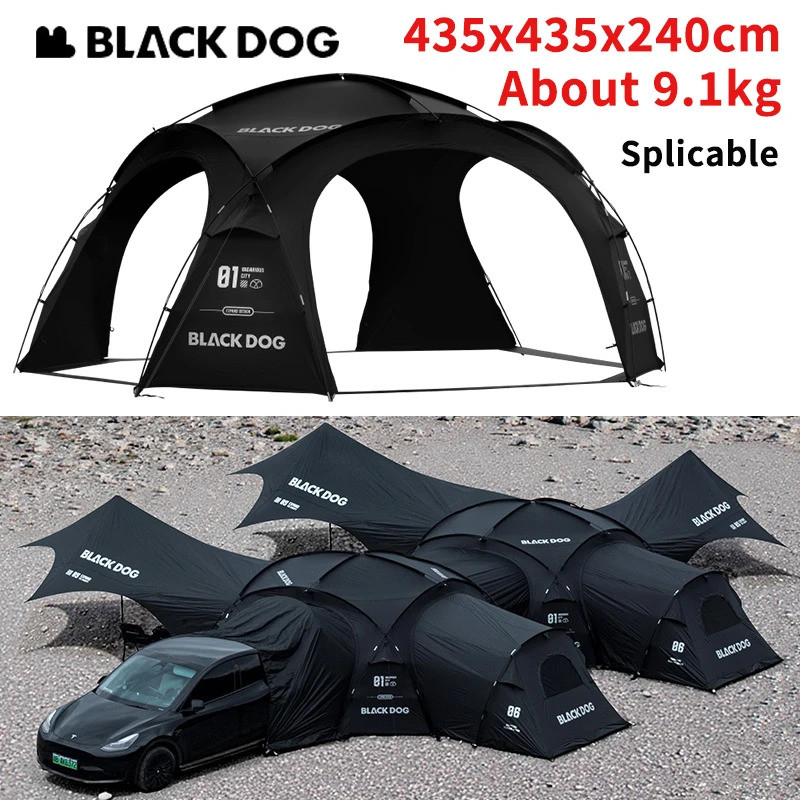 Naturehike Blackdog Wonderland-dome เต็นท์สําหรับ 12-15 คน 18㎡ 210d สีดําเคลือบกันน้ําขยายได้ Space 