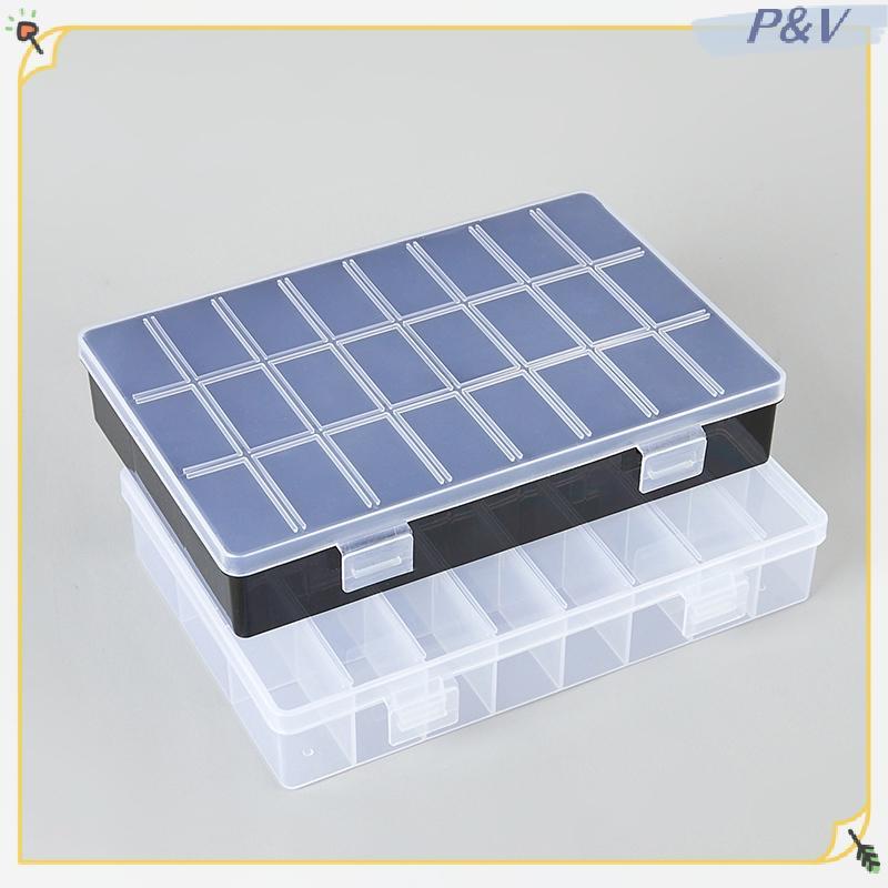 P & V ปฏิบัติ 24 Gridspartment กล่องเก็บพลาสติกเครื่องประดับต่างหูลูกปัดสกรูผู้ถือกรณีจอแสดงผลคอนเทน