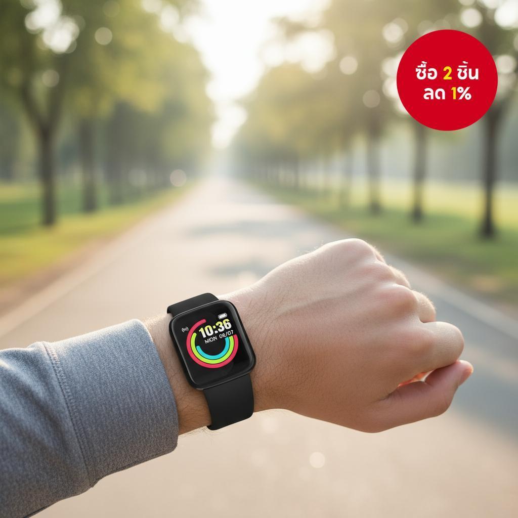 นาฬิกาสมาร์ทวอทช์ Y68 สําหรับเด็กและวัยรุ่น ติดตามการออกกําลังกาย สีดํา ของขวัญวันคริสต์มาสสําหรับเด