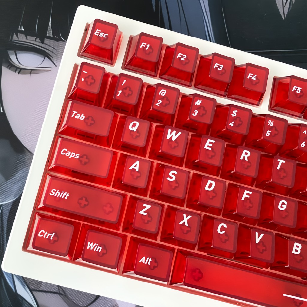 118 คีย์หมอกสีแดงปุ่มกดพีซีโปร่งใส Double Shot Cherry Profile Key cap สําหรับคีย์บอร์ดแบบกลไก