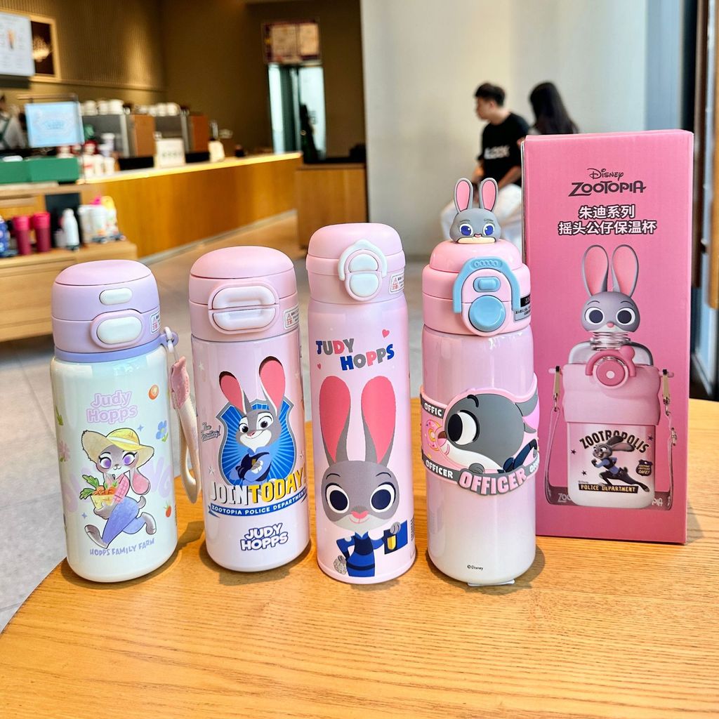 Zootopia Judy Thermos Cup สาวน่ารัก ถ้วยฟางมูลค่าสูงกลางแจ้งเด็กนักเรียนถ้วยน้ําของขวัญ