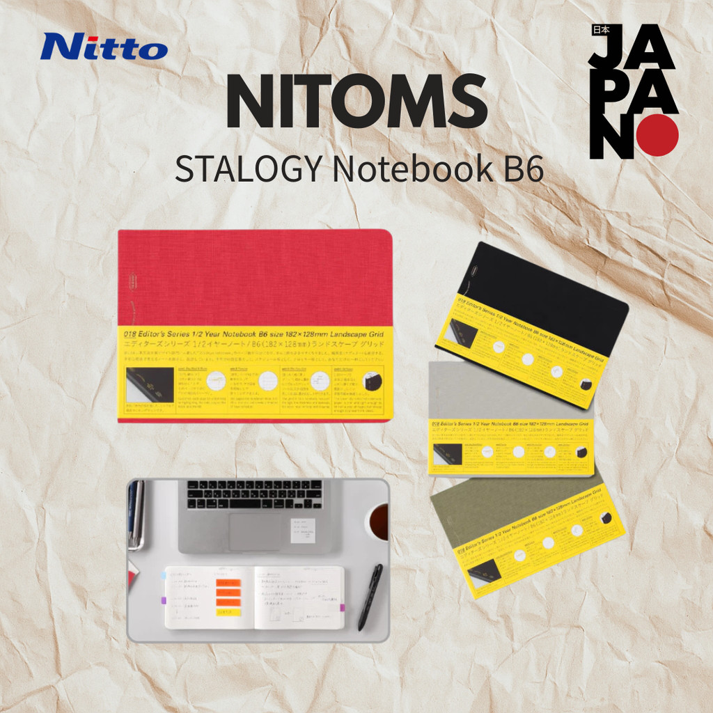 Nitoms STALOGY Notebook 1/2 Year B6 Graph Landscape Horizontal Black SS0066