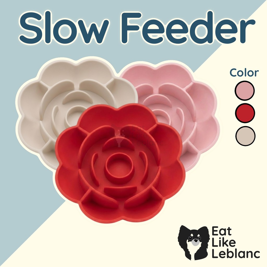 Lick Mat-Slow Feeder จานซิลิโคนชะลอการกิน สุนัขทุกสายพันธุ์ จานกินช้า รุ่น ดอกกุหลาบ
