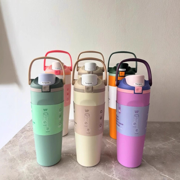 แก้วสแตนเลส แก้วกาแฟ Amazon Cross-Border Ovala Thermos Cupกลางแจ้งแบบพกพาขนาดใหญ่-ความจุถ้วยกาแฟพร้อ