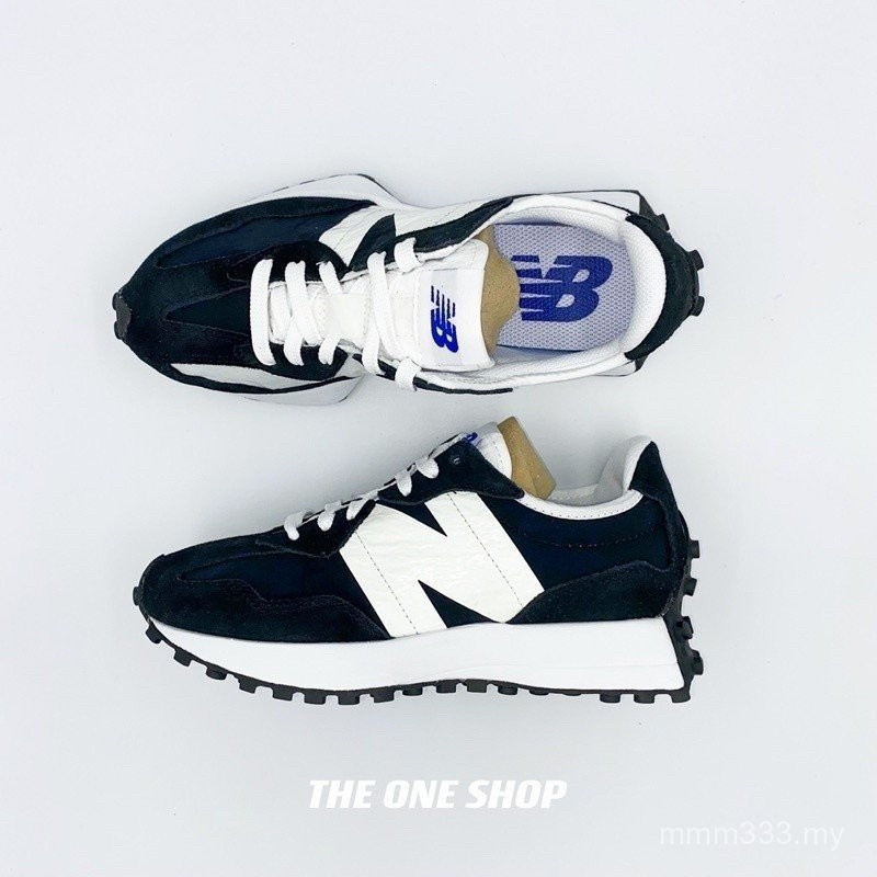 NB 327 MS327FR1 รองเท้าผ้าใบรองเท้าวิ่งออกกําลังกายสีดําสีขาว Big N Retro Time ของแท้ 100%!