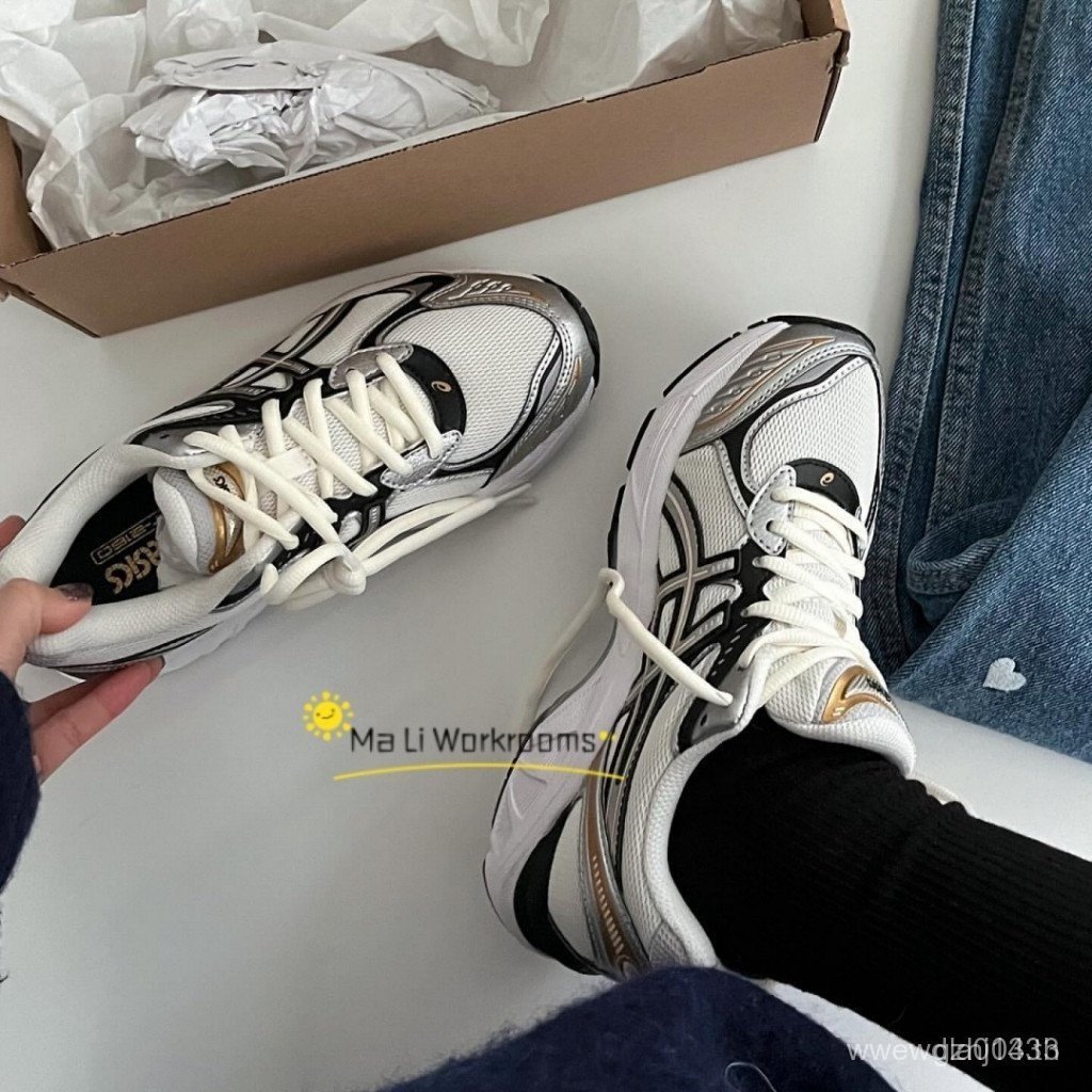 ผู้ขายที่ดีที่สุด Asics เจล kayano 14 สีดําสีขาวเงิน Midnight Silver ผู้ชายผู้หญิงรองเท้าคู่รองเท้าร