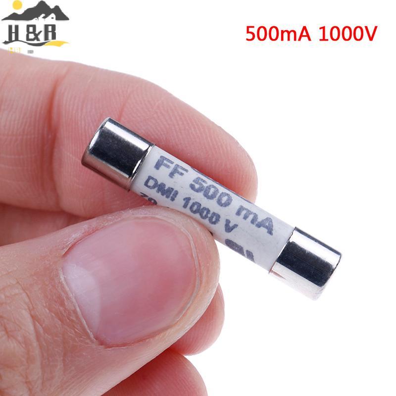 H&B Dec 1Pc FF 0.5A 500mA 1000V dmi ฟิวส์สําหรับมัลติมิเตอร์ F15B F17B F18B 6.3x32 มม. {th}