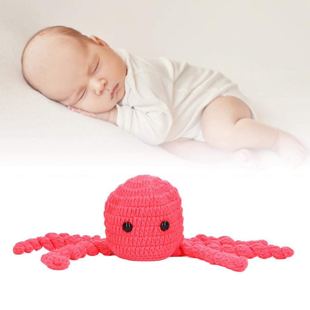 Bmai ทารกแรกเกิดปลาหมึกยักษ์ถักหมวกอุปกรณ์ประกอบฉากภาพสีม่วงและสวมใส่ทุกวัน