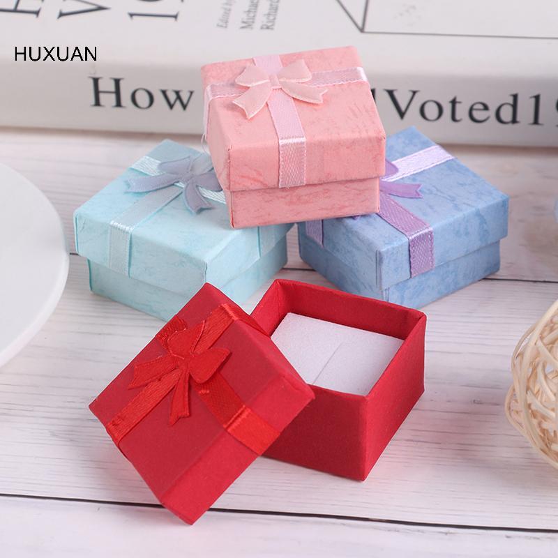 HUXUAN 10 ชิ้น/เซ็ตเครื่องประดับกล่องสร้อยคอต่างหูแหวนกล่องบรรจุภัณฑ์กระดาษ RFT