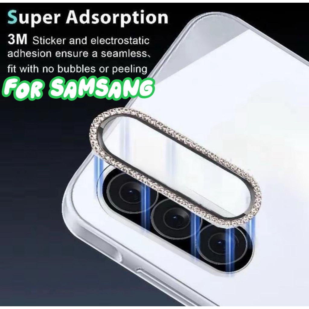 วงแหวนกล้องโลหะเพชร For Samsang A17lite A17 M17 F17 A26 A36 A56 กระจกกันรอยเลนส์กล้องเพชร HD LENS FILM IRON RING