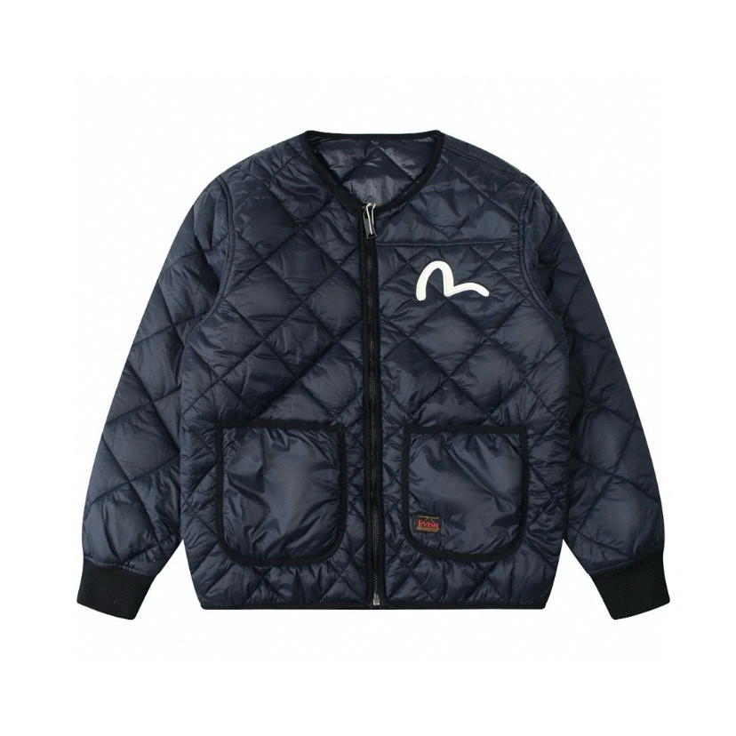 EVISU Fushen Men's Diamond Pattern Autumn Winter Jacket Lightweight Cotton Coat Unisex