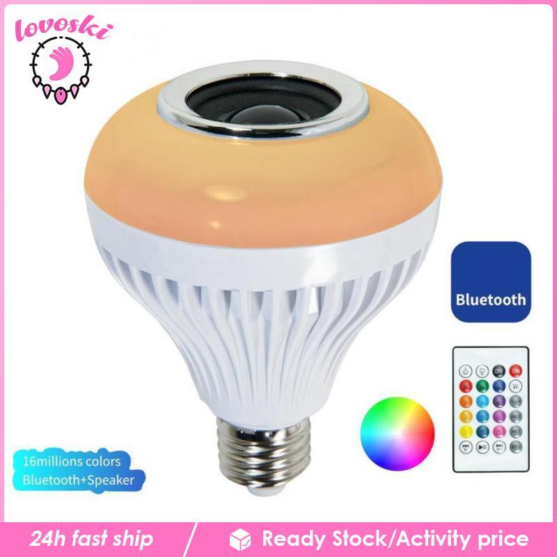 [Lovoski] 5-7W LED RGB Speaker Bulb Light Dimmable Music Lamp Night 0V พร้อมรีโมทคอนโทรล, E27 Screw 