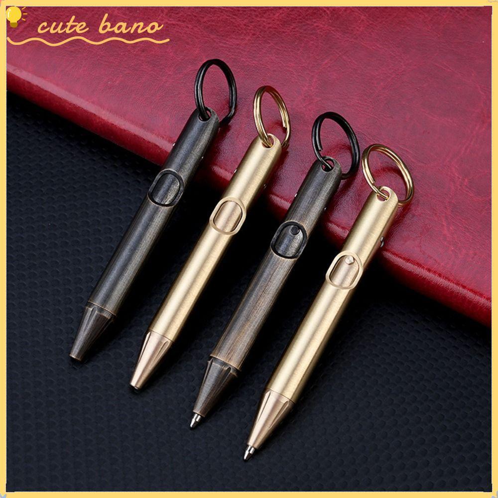 BANO Mini Ballpoint Pen, Brass Portable Pocket Pen, with Keychain Gel Pen Outdoor