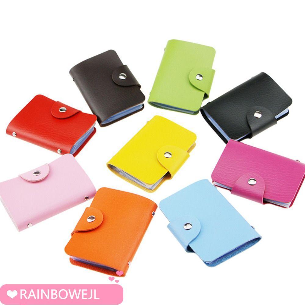 RAINBOWEJL กระเป๋าใส่บัตร, 24 ช่อง Bits Simple Pocket , กระเป๋าสตางค์แบบพกพาสีทึบผู้ถือบัตรหนังบัตรเครดิต ID Card Organizer