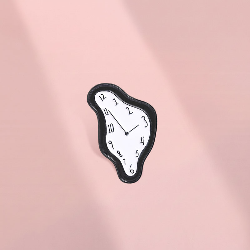 นาฬิกาละลายเข็มกลัดเคลือบ Salvador Dali แรงบันดาลใจ Badge Minimalist Art สไตล์กระเป๋าเป้สะพายหลังเสื้อผ้าอุปกรณ์เสริมของขวัญสําหรับเพื่อน