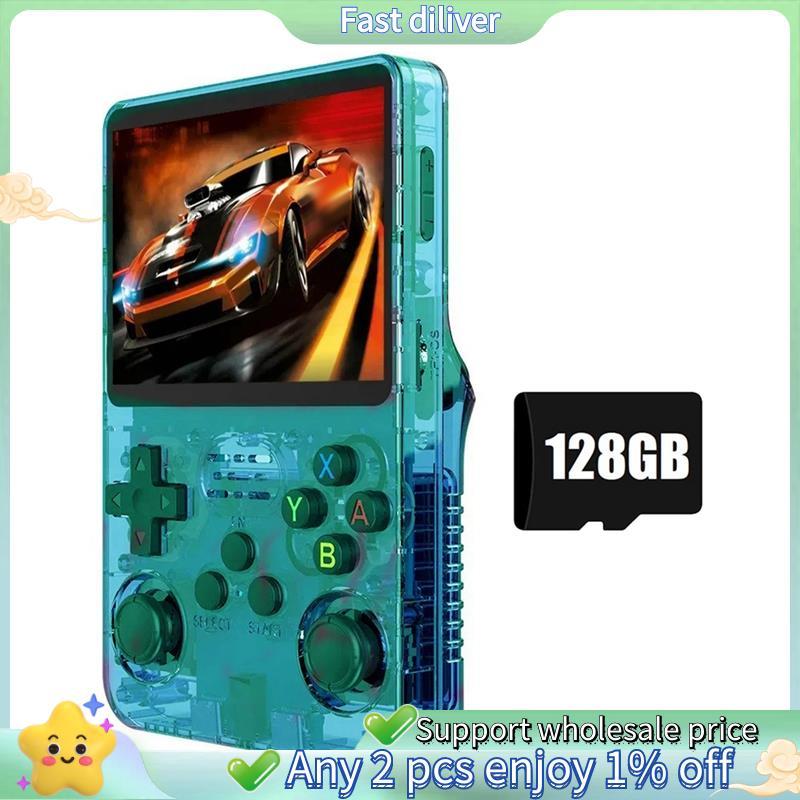 128GB K36S R36S Retro เกมคอนโซล 3.5 นิ้วหน้าจอ IPS Linux ระบบ WIFI แบบพกพากระเป๋าเครื่องเล่นเกมสําหร