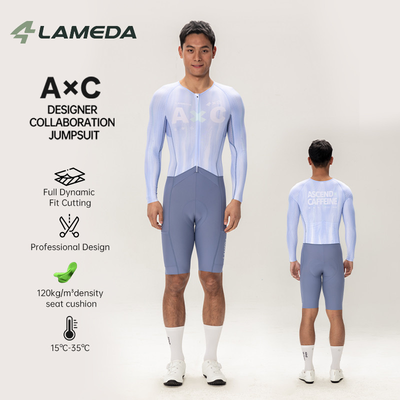 LAMEDA ผู้ชาย One Piece ขี่จักรยาน Jumpsuit แห้งเร็ว Breathable เบาะ Skinsuit จักรยานเสือหมอบ MTB ฤดูร้อน