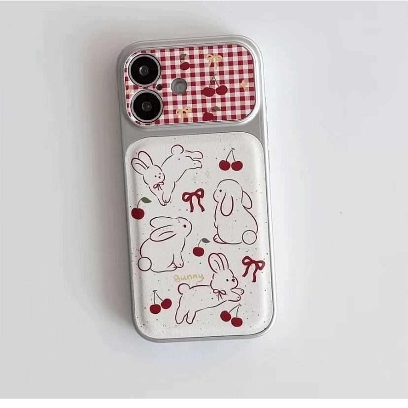 เคสโทรศัพท์ลายกระต่ายน่ารัก ใช้ได้กับ iPhone 13/11/12/17/14/15 Plus/16 Pro Max ผลิตจากหนังแท้คุณภาพสูง กันกระแทกและทนทาน