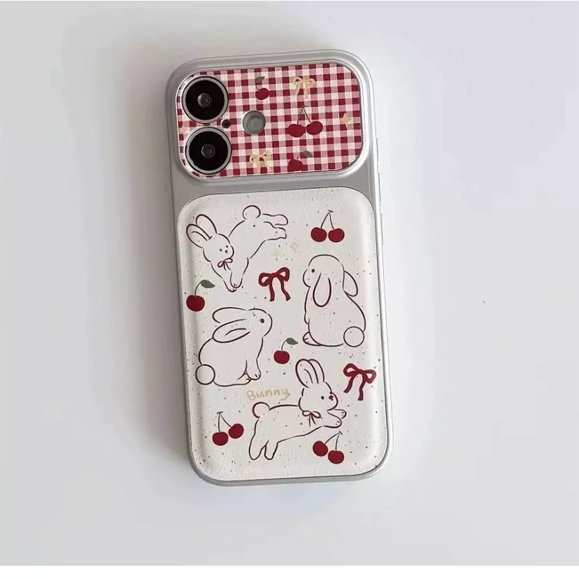 เคสโทรศัพท์ลายกระต่ายน่ารัก ใช้ได้กับ iPhone 13/11/12/17/14/15 Plus/16 Pro Max ผลิตจากหนังแท้คุณภาพสูง กันกระแทกและทนทาน