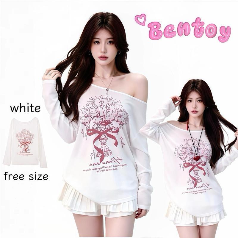 Bentoy 8212 พร้อมส่ง เสื้อกันแดดแขนยาว ผ้าไหมใส่สบาย ปาดไหล่ได้ สีขาว