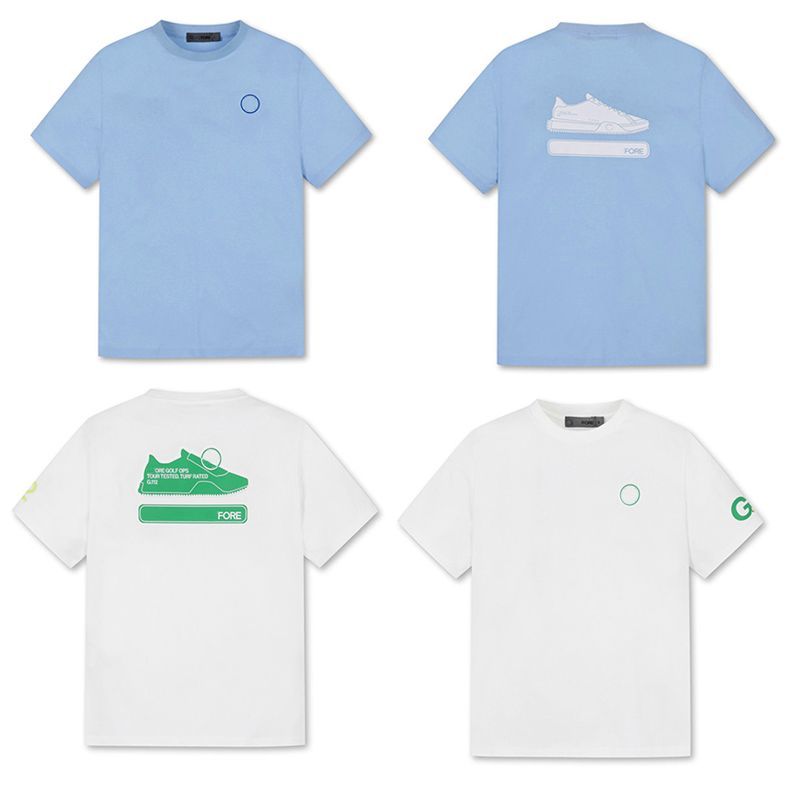 ฤดูร้อนระบายอากาศสไตล์ใหม่ ก4 กอล์ฟกีฬาพิมพ์ผ้าฝ้ายเสื้อยืดคอกลม