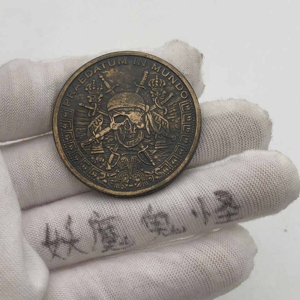 เหรียญสินค้า Pirates of the Caribbean วัสดุทองแดงบริสุทธิ์ เหรียญทองนําโชค Aztec Gold Coins เวอร์ชั่