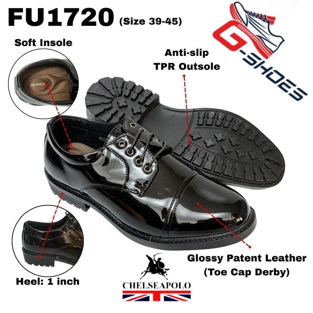 [G-SHOES] Chelseapolo Kasut Kilat Potong Kade Polis Security Men รองเท้าหนังอย่างเป็นทางการ FU1720