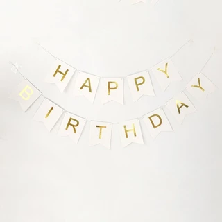 ป้ายวันเกิด Happy Birthday (ส่งเร็วจากกรุงเทพ) ความยาวรวม 1.5- 2 เมตร พร้อมริบบิ้น สินค้าเป็นกระดาษแข็ง ธงวันเกิด