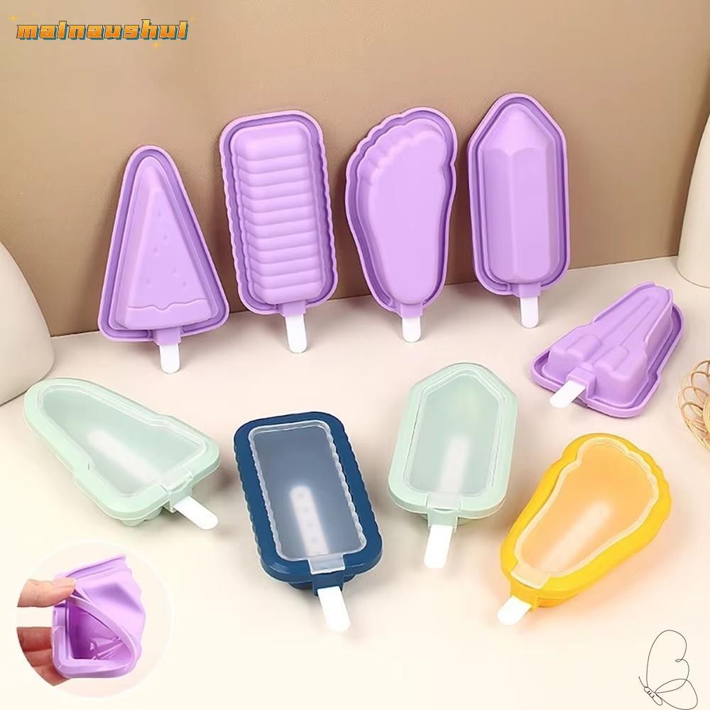 MAINAUSHUI แม่พิมพ์ไอศกรีม 5 ชิ้น, หลายสไตล์ DIY เครื่องมือทําไอศกรีม, Creative Reusable ซิลิโคน Popsicle Moulds