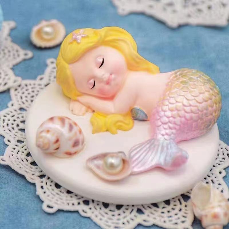 ตุ๊กตาปูนปลาสเตอร์นางเงือกเด็ก DIY ระบายสี 3D สามมิติ Graffiti สีขาวตัวอ่อนปริศนาทาสี AC519 #.