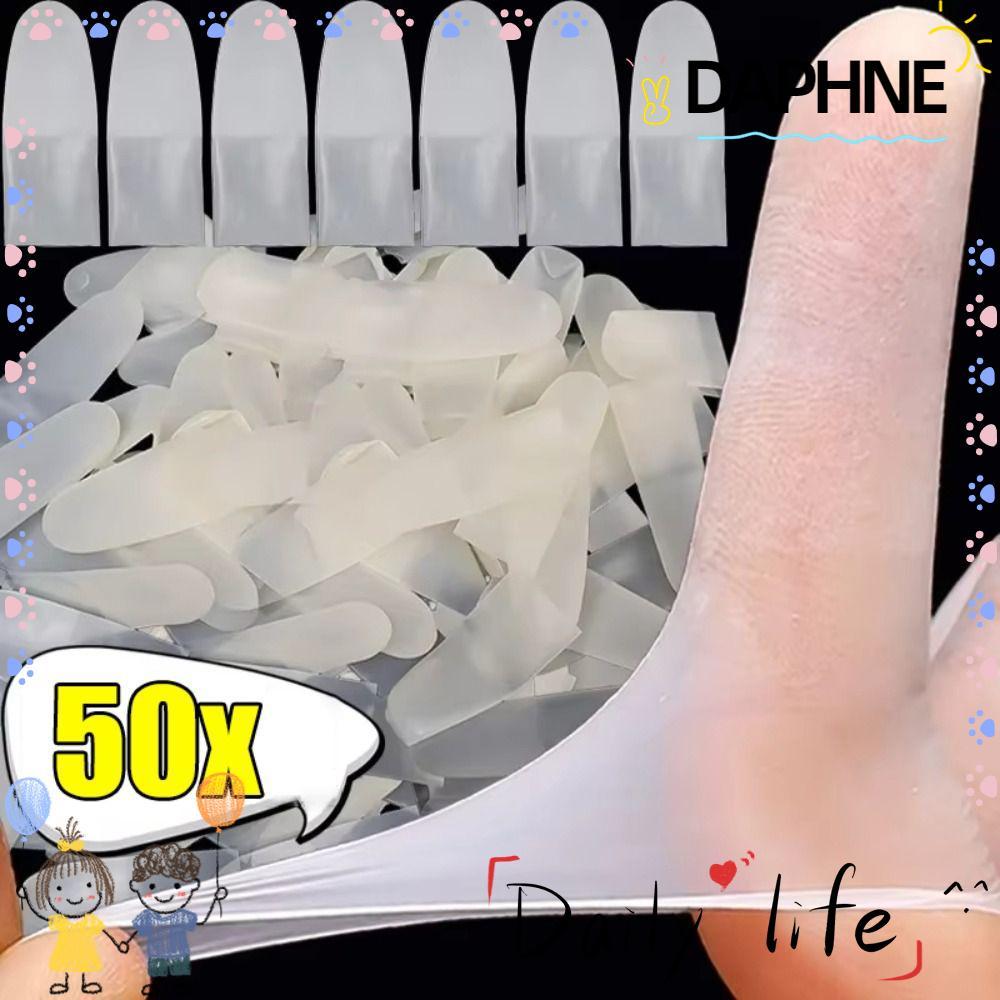 DAPHNE 50 ชิ้นปลอกนิ้ว,ถุงมือยางฝ้าแบบใช้แล้วทิ้ง,ทนทานลื่นบางเฉียบแขนป้องกันนิ้วเล็บเครื่องมือ