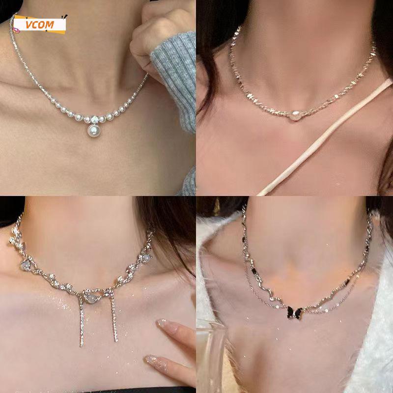 สร้อยคอมุกแบบไม่สม่ำเสมอ VCOM สำหรับผู้หญิง-ของขวัญครบรอบ DDC