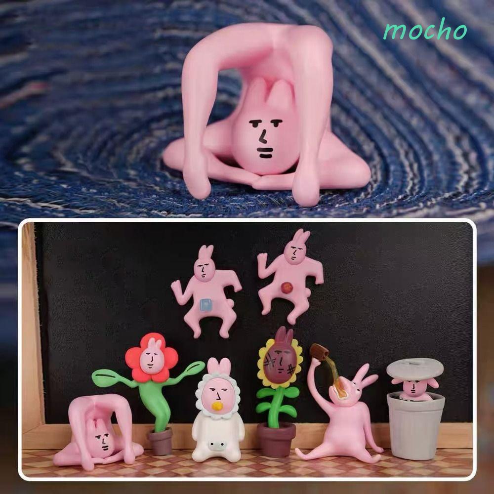 MOCHO My Friend Rabbit Action Figure, รูปปั้นการ์ตูนกระต่ายสีชมพูตุ๊กตา, Desktop Decor Collection ตล