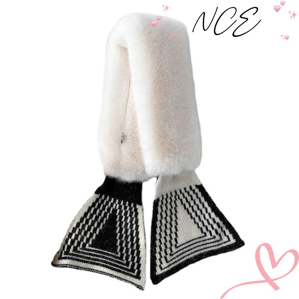 NCE สcarf คอขวาง ทำจากขนกระต่ายปลอมหนา .ACCESSORY WINTER โทนสีทึบ