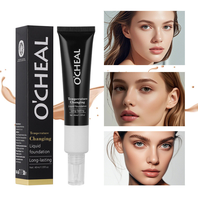 OCHEAL อุณหภูมิเปลี่ยนคอนซีลเลอร์ Pseudo-Face คอนซีลเลอร์ + รองพื้นชนิดน้ํา 2-in-1 ติดทนนานไม่มีแต่ง